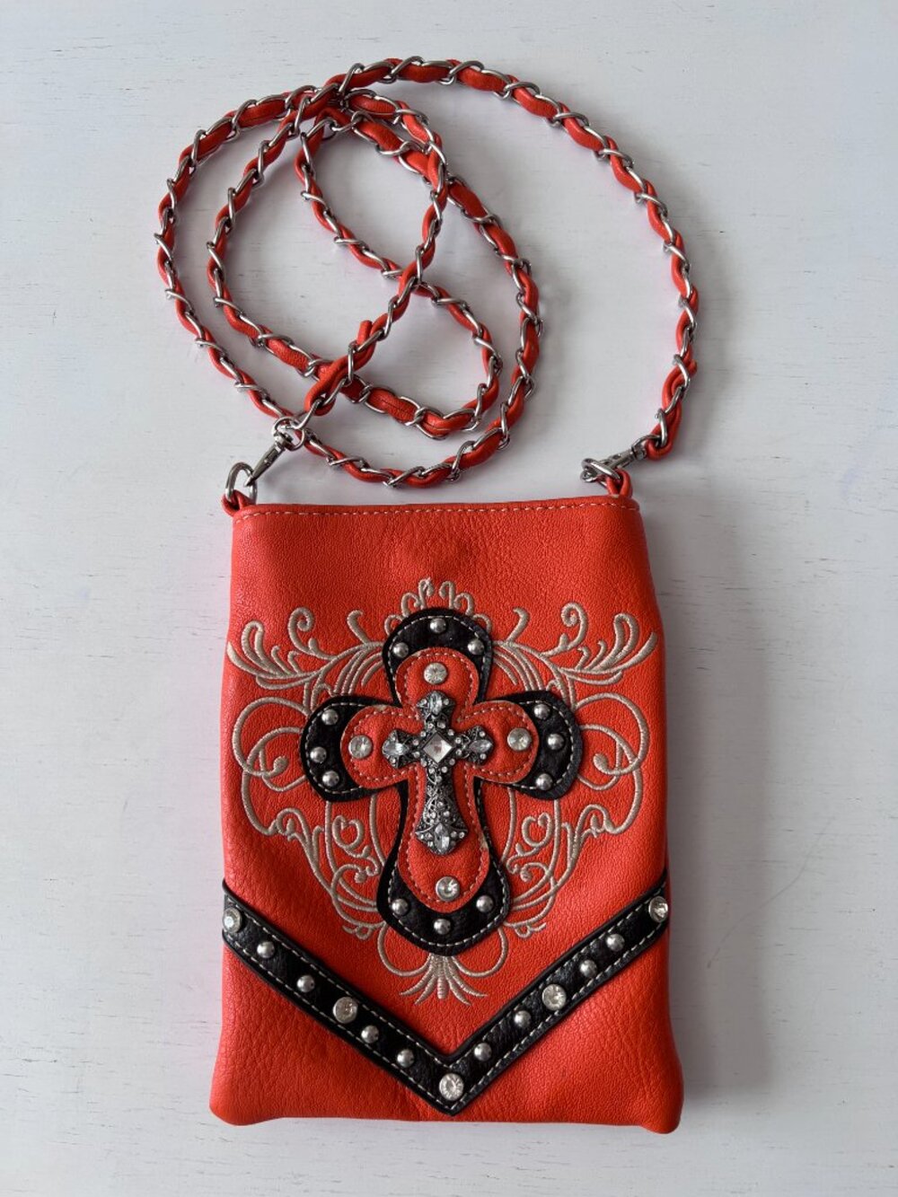 Rustic Couture's Orange Western Crossbody Bling Bag